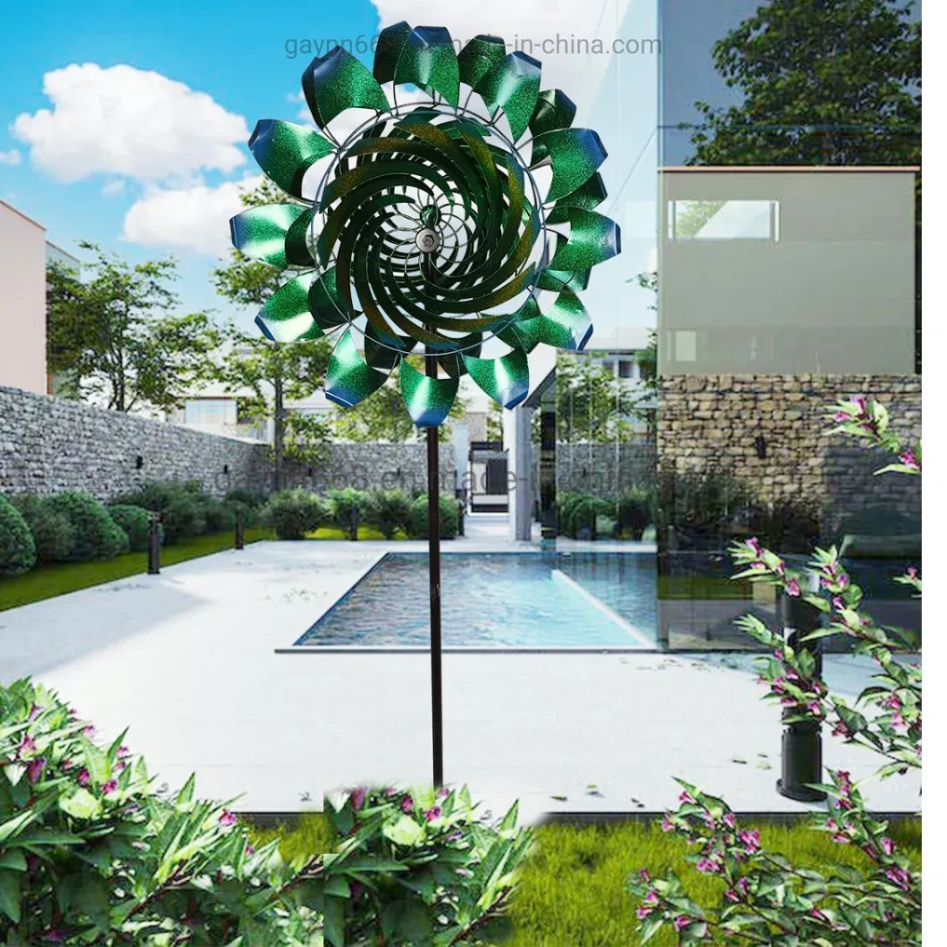 Metal Outdoor Solar Light-ED Windmill Wind Spinner for Decorating The Garden Lawn Patio 75"