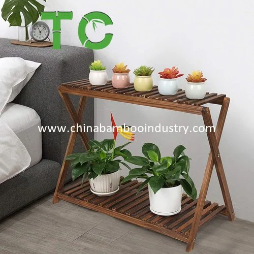 Wholesale Foldable Bamboo Flower Stand Wood Shoe Shelf Plant Stand