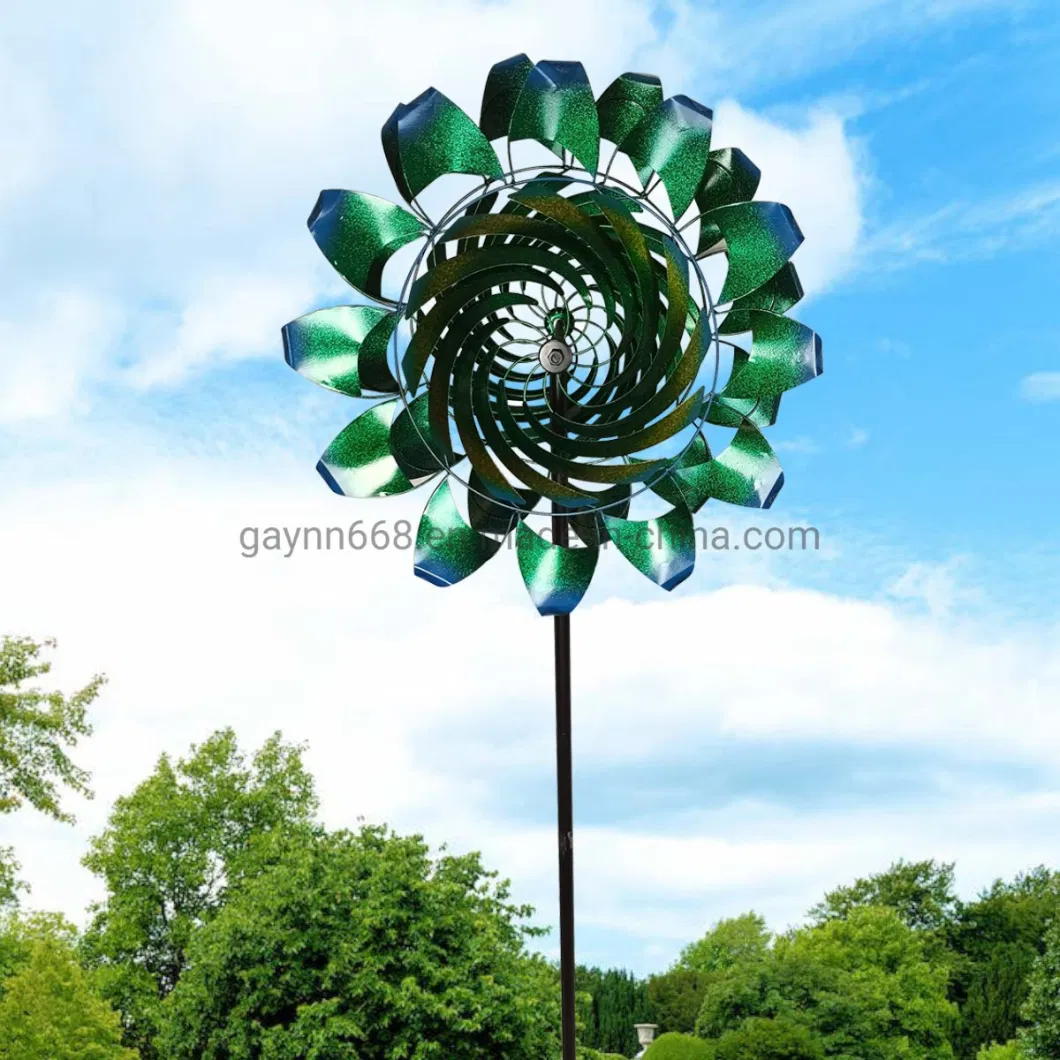 Metal Outdoor Solar Light-ED Windmill Wind Spinner for Decorating The Garden Lawn Patio 75"